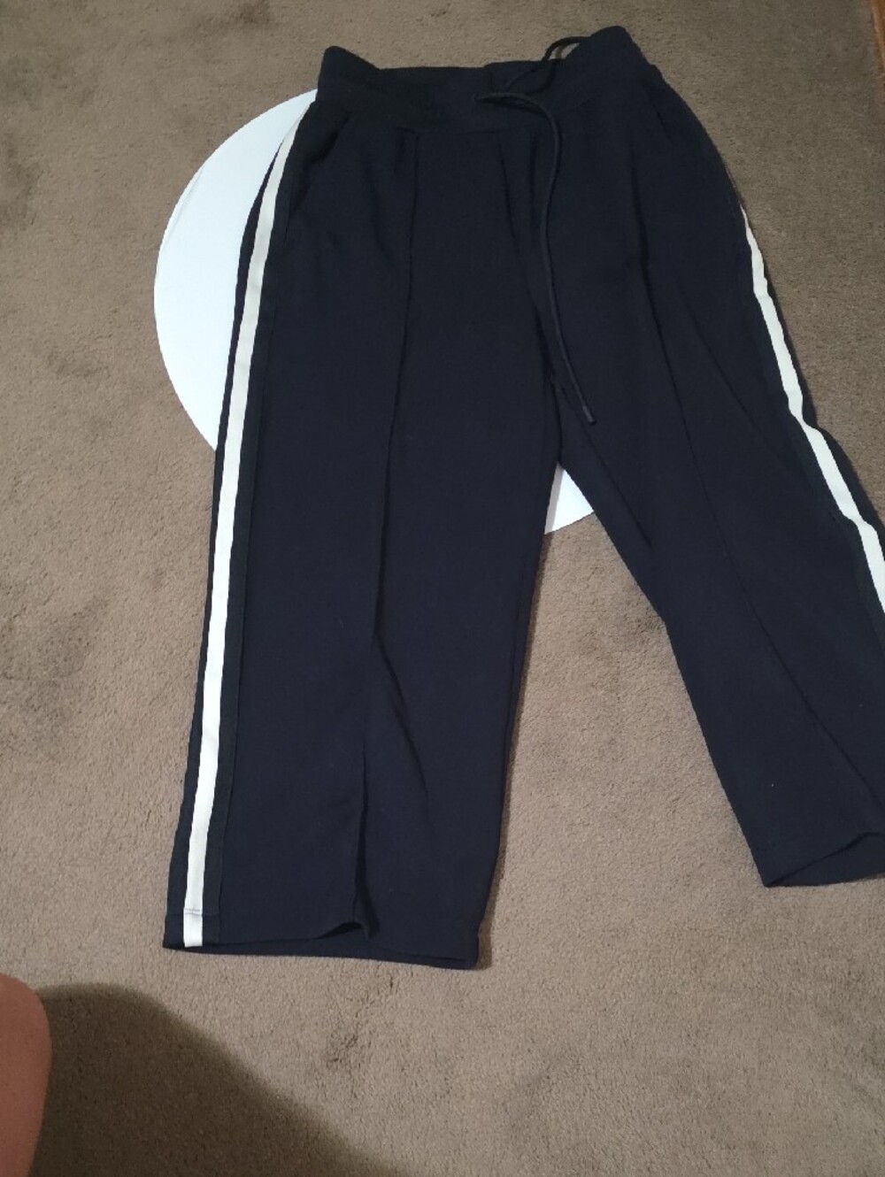 Navy Track Pants with White Contrast Stripes - Picture 3 of 9